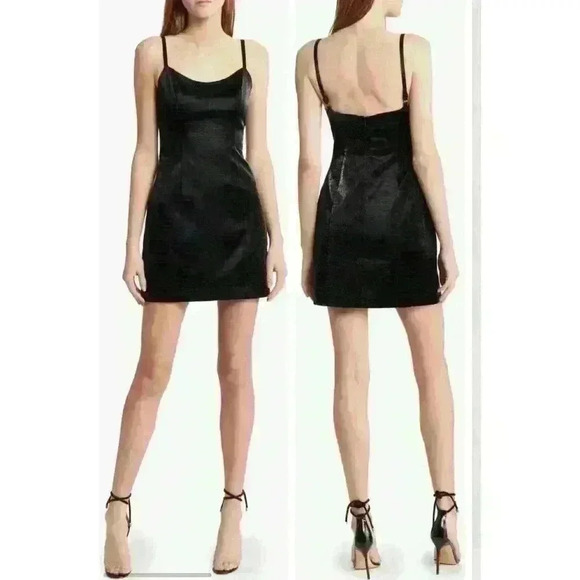 NWT Misha Hildegard Croc Embossed Faux Leather Mini Dress, size 6 - Picture 1 of 13
